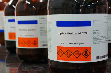 Bottles of Hydrochloric Acid